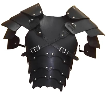 Perfeclan Ritterkostüm Wikinger Brust Schulterpanzer Dekoration Körper Brustgeschirr Achselzucken Rüstungen Samurai Rüstung für Cosplay Wikinger, Schwarz