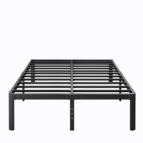 LAKKURI 35,6 cm hohe Plattform, Metall, Queen-Size-Bettgestell, kein Boxspringbett erforderlich, einfache Montage, strapazierfähig, geräuschfrei, Schwarz
