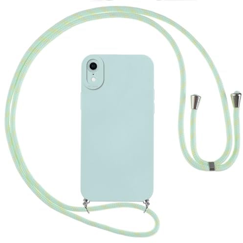 Vauki handyband Hülle für iPhone XR mit Band, HandyHülle mit Kordel, Weich Silikon TPU Stoßfest Bumper mit Kette zum Umhängen für iPhone XR, Lanyard - Blau
