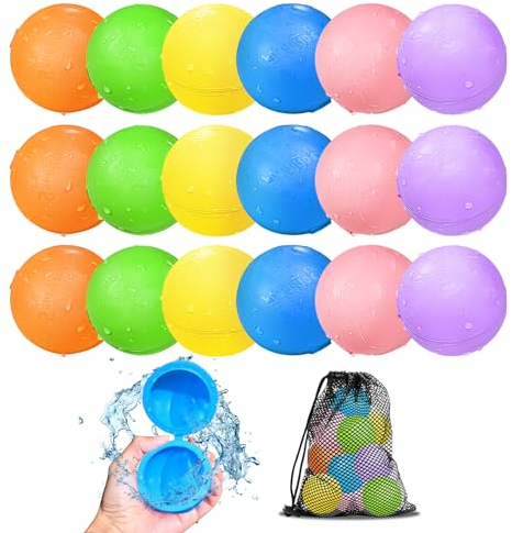 Wasserbomben Wiederverwendbar Selbstschließend: 18 Stück Silikon Wiederbefüllbare Wasserballons Magnetisch - Outdoor Spiele für Kinder Wasserspielzeug Pool Spielzeug für Sommerspaß Wasserpark Party