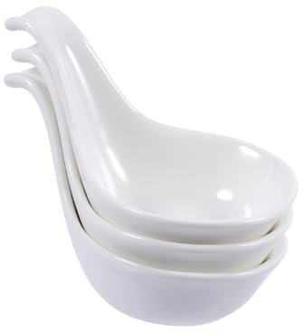 3Pcs Ceramic Sauce Dishes Set - Elegant White Caviar Spoon Plates for Dipping Sauces, Snacks, Desserts, and Party BBQ Serving