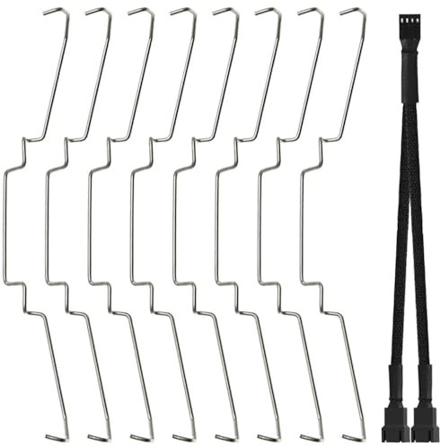 Xiatiaosann CPU Heatsink Fan Buckles, 12cm Wire Buckle Lower Hook Type Fixing Clip Bracket for Computer Mainboard Fan Heatsink with PWM Splitter (8 Pack)
