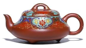 Bollitore da Viaggio Teiera dipinta a mano in smalto viola con vaso di argilla viola, sala da te for la casa, set da te, bollitore a pentola singola, bollitore for la salute Teiera Verde