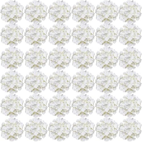 FagusHome 35 Pz Teste Fiore di Ortensia 18CM Artificiale Fiori Artificiali con Steli Fiori di ortensie fintiper la Decorazione (Bianco cremoso)