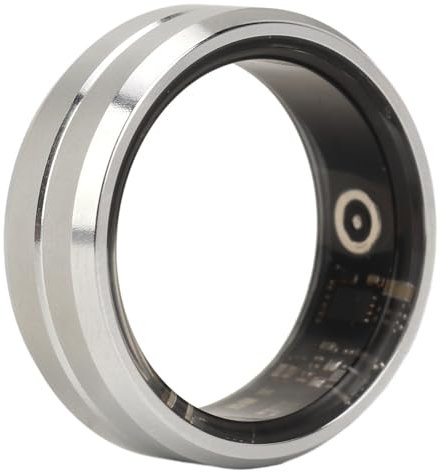 Smart Ring Fitness Tracker, Sleep Tracking Wearable, IP68 Waterproof Fitness Tracker, for Android for IOS, 6-7 Days Battery Life, Silver (Size 9)