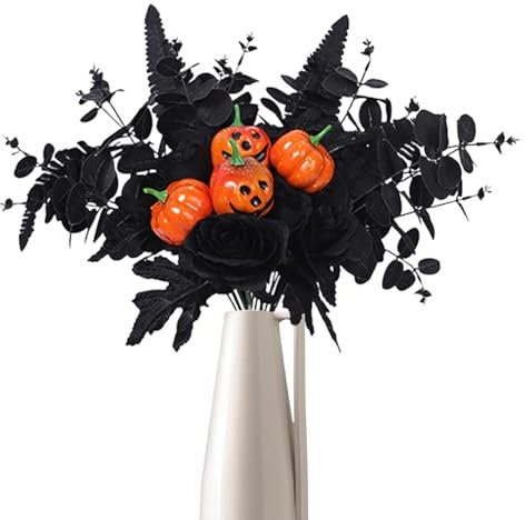 Bouquet di Halloween Fiori artificiali,Fiori falsi di Halloween | Simulazione di foglie d'acero rosa, bouquet di zucca | Mazzi artificiali per la decorazione della casa, matrimonio, decorazione