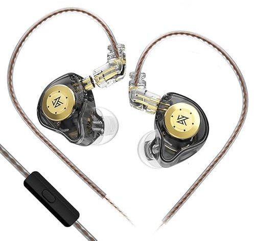 HLJ KZ EDX Pro auricolari Dynamic In Ear Monitor HiFi cuffie cablate Bass Stereo Game Music tappi per le orecchie Noice Cancelling Headset (With mic, Black)