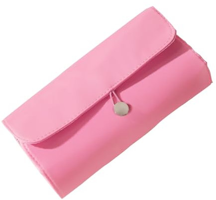 ONEGenug Make-up Pinsel Tasche Kosmetiktasche mit 12 Bürstenhalter Reise Schminktasche Kulturbeutel Makeup Bag Pink