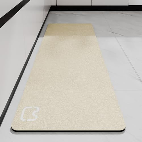 Dai Lufei Badematte Absorbierende, rutschfest Badvorleger Badteppich aus Mikrofaser, Duschmatte rutschfest Schnell Trocknend, Teppich für Wohnraum, Küche und Toilette (Beige, 45 * 120)