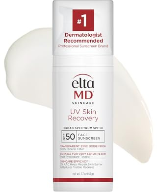 EltaMD UV Skin Recovery 100% Mineral Sunscreen, SPF 50, Redness Correcting Face Sunscreen, Safe for Sensitive Skin, 1.7oz