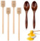 Juego para Cuchara Madera Miel - 4 Piezas 15cm Mezcladores para Miel, 2 Piezas 14cm Cucharas para Miel, Almíbar, Mermelada, Leche Condensada