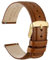 WOCCI 22mm Uhrenarmband für Herren und Damen, Echtes Leder - Top Genarbtes Leder, Schnellverschluss, Goldene Schnalle (Goldbraun)
