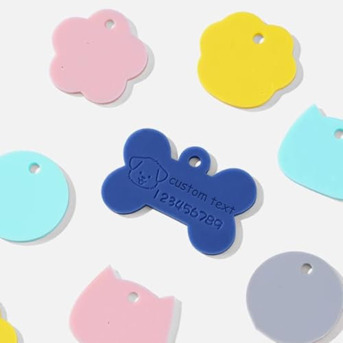 Placa de identificación personalizable para perros y gatos con nombre grabado para perros y gatos