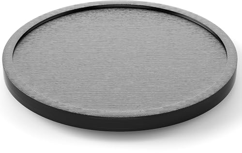 LAMU Akazienholz Drehteller für Küche, Lazy Susan aus Holz für Schrank, Arbeitsplatte und Vorratsschrank-Organisation, Schwarz 23cm