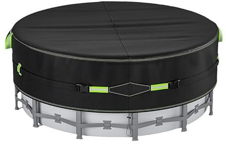 12Ft Round Pool Cover, Inground Pool Cover Protector with Drawstring Design, Heavy Duty Swimming Pool Solar Cover, Dustproof Cover Protector for Trampolines, pools, hot tubs, pet pools