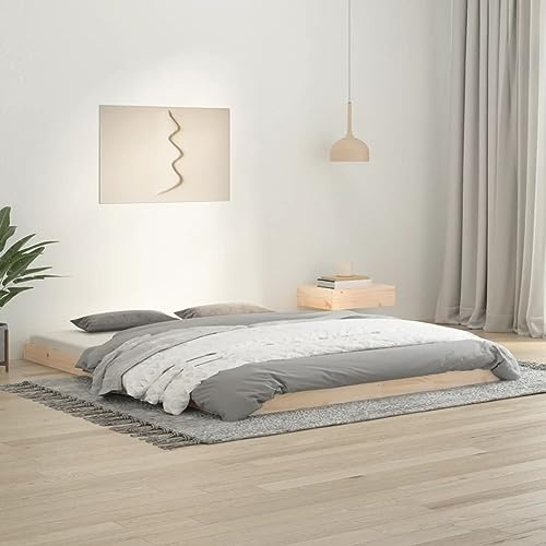 Natulvd Niedriges Plattform-Bettgestell, Queensize-Bettgestell mit stabiler Lattenstütze, japanischer Stil, kein Boxspringbett erforderlich (Braun, 160 x 200 cm)