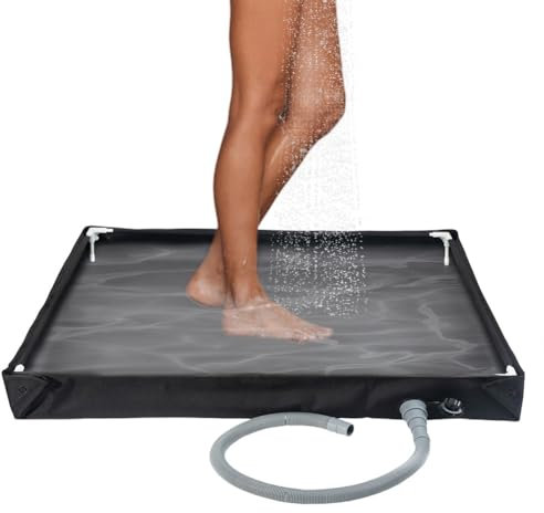 LYEAA Piatto doccia portatile con tubo di scarico, base doccia pieghevole per campeggio (verde)