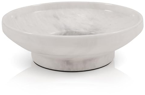 EARTHENTONES Marble Fruit Bowl 10 Inches White Handmade Decorative Bowl For Kitchen Counter, Ideal Key Holder, Candy Dish and Salad Serving Bowl For Modern Kitchen Décor