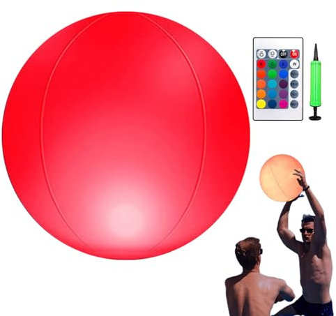 Boules De Piscine Luminescentes, Jouets Gonflables Nocturnes avec 16 Couleurs, Jeux Flottants avec Télécommande pour, Adultes et Familles en Extérieur