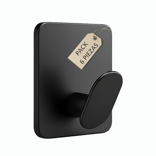 LUXYSKY est 2022 Ganchos Adhesivos Para Pared – Colgadores Adhesivos Resistentes – Ganchos Para Colgar - Accesorios Baño Sin Taladro - Colgador Toalla Baño Negro (Negro mate)