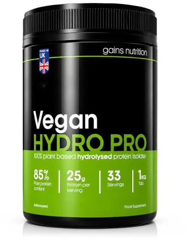 GN Vegan Hydro Pro Hydrolysed Protein Powder Tub | 1kg Unflavoured Pea Protein Powder - Hydrolysed & Plant Based | 25g per Serving | Pea Protein Isolate | Non-GMO
