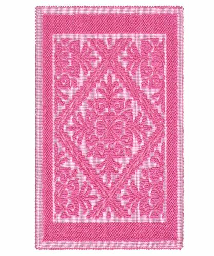 Pierre Tappeti Tappeto Sardo FUCSIA 50x80 cm lavabile 100% cotone prodotto in Sardegna. Tappetino bagno cucina ingresso pratico morbido.