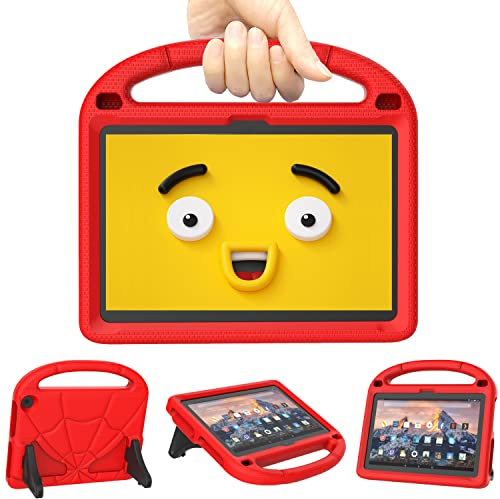 Tablet Kids Case for 8in Tablets(Only 12/10th Gen, 2024/2022/2020 Release), Not Fit for iPad TCL 8inch Tablets, Lightweight Shockproof Two-Angle Case with Handle Stand-Red