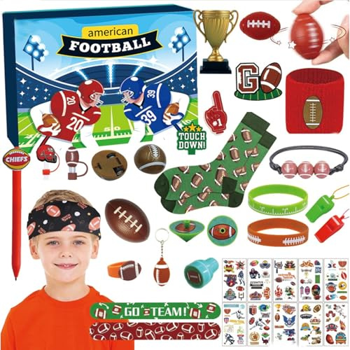Pesoncarl Weihnachtsdekoration, Weihnachts-Adventskalender, 24-teilig, Fußball-Adventskalender, Fußball-Set, Zubehör-Set für Teenager, Mädchen und Jungen