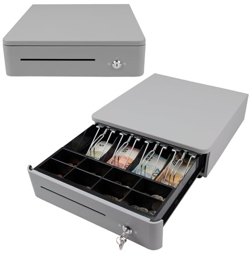 OLYMPIA S 330 Cobblestone | Kassenlade | Kassenschublade Unterbau | Elektrisch ansteuerbare Registrierkasse aus Vollmetall | Mit Schloss & RJ11/RJ12-Anschluss | 8 Münz- & 4 Scheinfächer
