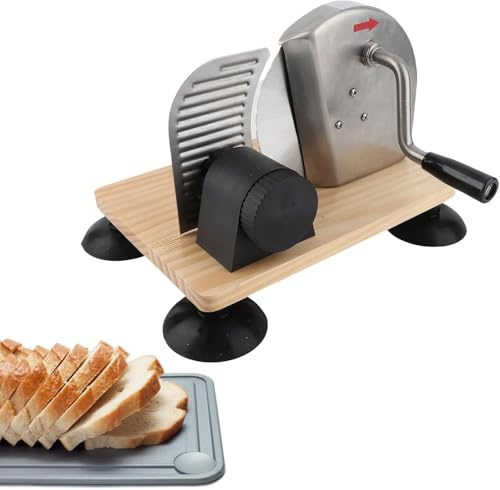 Manueller Brotschneider, verstellbare Dicke, Handkurbelschneider mit Edelstahlklinge, vielseitig für hausgemachtes Brot, Sauerteig, Bäckerei und gewerbliche Nutzung