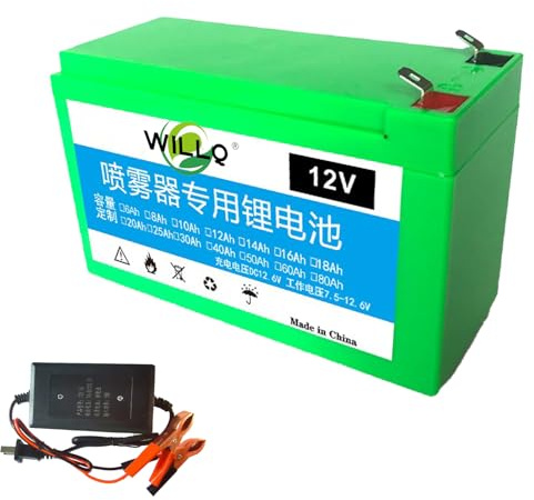 WILLQ Batterie au Lithium 12V 8Ah 10Ah 12Ah 14Ah 16Ah 18Ah 20Ah Rechargeable et Portable, pour pulvérisateur, Chariot, Voiture électrique pour Enfants, éclairage LED, etc