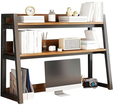 FPIGSHS Desktop Hutch Shelf，2-Tier Computer Desktop Bookcase Desk Organizer Shelf for Top Multipurpose Countertop Display Storage Rack for Home Office Dorm Use (115cm)