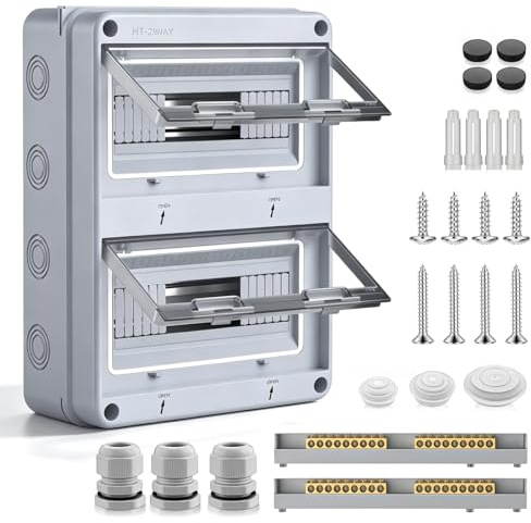 Coffret Electrique Etanche,2 Rangées 24 Modules Boîtier Electrique,Coffret De Distribution,Boîte De Protection De Distribution Pour Installation Facile,Maison,Commerces,L'extérieur,Etanchéité IP65