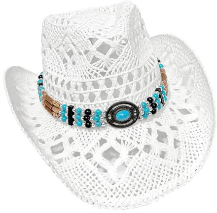 Carnavalife Sombrero Cowboy de Paja Estilo Western para Adulto, Familia por Color y Talla