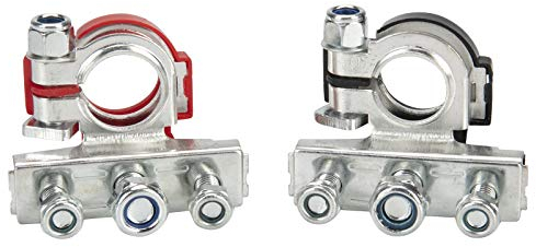 Guteauto 3 Way Battery Terminal Connectors, 12V/24V Leisure Battery Terminals with Copper Plate, Positive Negative Cable Clamp for Car Boat Motorhome Caravan