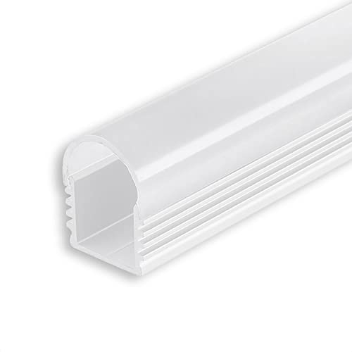 INNOVATE 2M Aluminium Profil - Alu Profil Schiene Leiste LED Streifen - U-Profile für LED Stripes LED Streifen (Alu U-Profil bis max. 12mm Breite weiss - runde milchige Abdeckung)