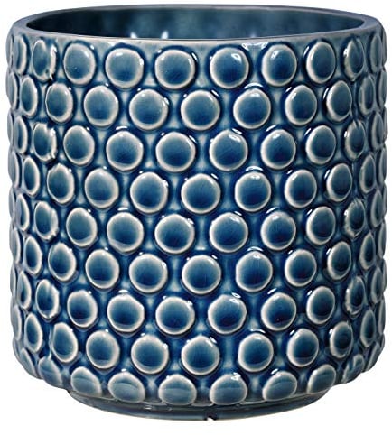 Bloomingville Vaso DOT - per Fiori da Interno e Piante da Interno, Piante grasse, Cactus, Orchidee S (12,5 cm ø), Color Petrolio, Ceramica Gres