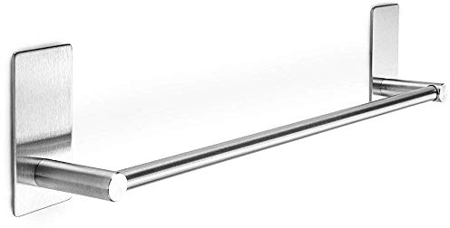 XIAJIA-Adhesivo Fuerte Toalleros de Barra 40cm,Acero inoxidable 304, 3MAdhesivo,impermeable completo (plata)