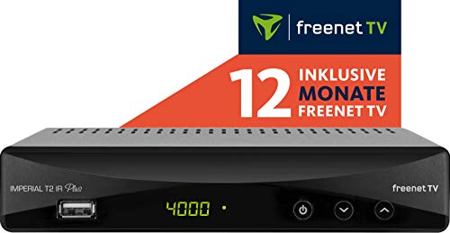 Digitalbox Imperial T2 IR Plus DVB-T2 HD Receiver with Irdeto Decognition (Includes 12 Month Freenet TV, H.265/HEVC, PVR Ready, HDMI, Scart, USB, LAN) Black