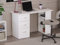 Vida Designs Mason Computer Desk with Shelves and 3 Drawers, Home Office PC/Laptop Gaming Table, Study Workstation, Furniture White
