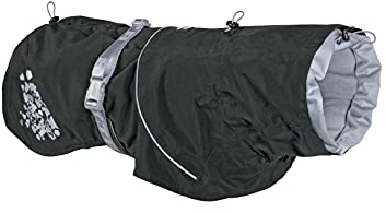 Hurtta Monsoon Hunderegenmantel, Wasserdicht Regenjacke für Hunde mit Reflektoren, Schwarz 25cm