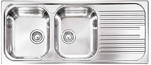 Lavello cucina Plados acciaio inox Universal TL11621 Acciaio Satinato a due vasche più scolapiatti a destra