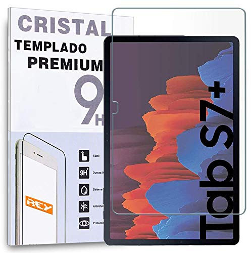 REY Protector de Pantalla para Tablet Samsung Galaxy Tab S7+ 5G-WiFi 12.4 - Tab S9+ 12,4 - Tab S10+ 12,4, Cristal Vidrio Templado Premium