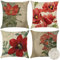 Artscope wasserdichte Kissenbezugen, 4 Stück Vintage Rote Blume Kissenhülle Atmungsaktiv Kissen Fall für Outdoor Balkon Terrasse Patio Garten Bauernhaus Dekor 45 x 45cm