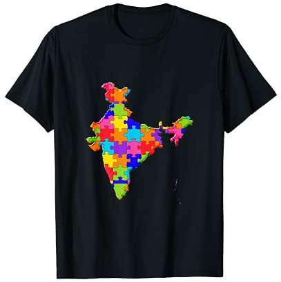 Indian Map, Map of India Jigsaw Autism Puzzle T-Shirt