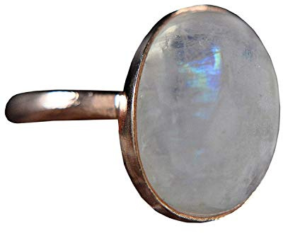 Mondstein 925 Sterling Silber - Edelstein - rosé vergoldet - verstellbarer Ring - Geburtsstein - Juni - oval - weiß - Eleganz - Geschenk für Sie - Schmuck- Handmade Geschenk - Muttertagsgeschenk