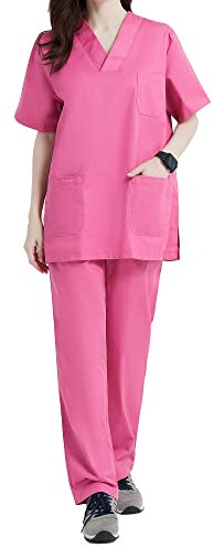 MISEMIYA - Uniformi Unisex Set Camice – Uniforme Medica con Maglia e Pantaloni Uniformi Mediche Camice Uniformi sanitarie - Ref.8178 - X-Large, Fucsia 21