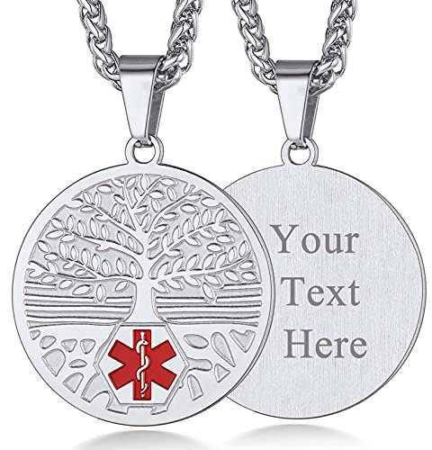 Custom4U Medical Alert Necklace for Women with Free Engraving