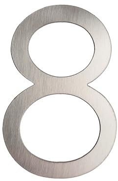 GUIZZO Creart - Numero Civico Esterno e Numeri Civici Esterni con Lettera in Acciaio Inox, Targa Personalizzata Made in Italy, Targhetta Personalizzata Porta Ingresso per Uso Esterno - 8, 6.6x10H cm