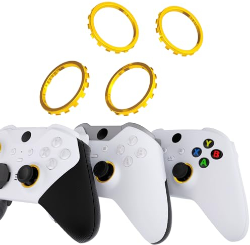 eXtremeRate Thumbsticks Akzentringe für Xbox One Elite, für Xbox Elite Series 2/2-Core Controller, Ersatz Accent-Ringe Schutz Sticks Zentrierringe für Xbox Series X/S ASR Version Shell-Chrome Gold